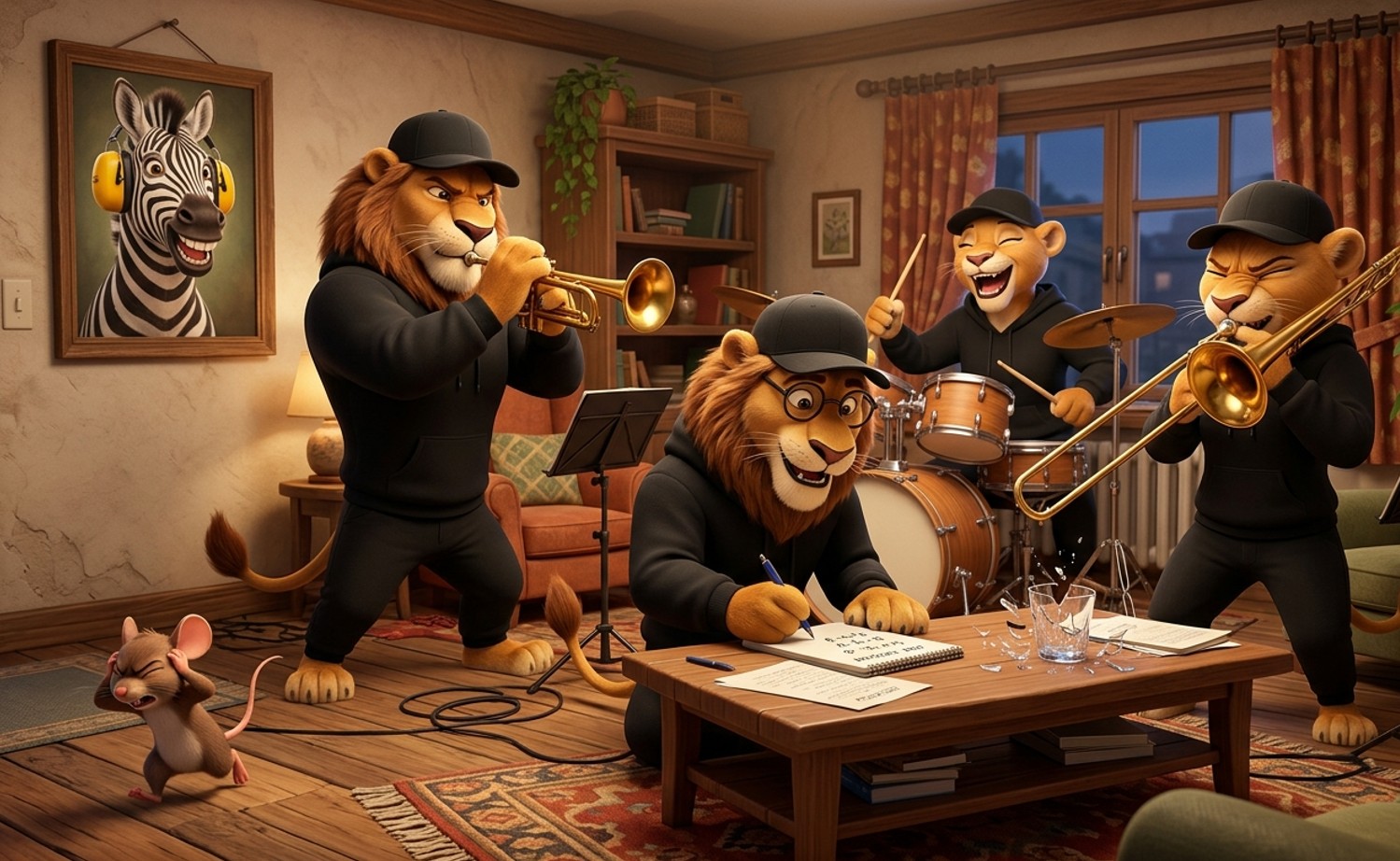 Die Löwen beim Lieder schreiben