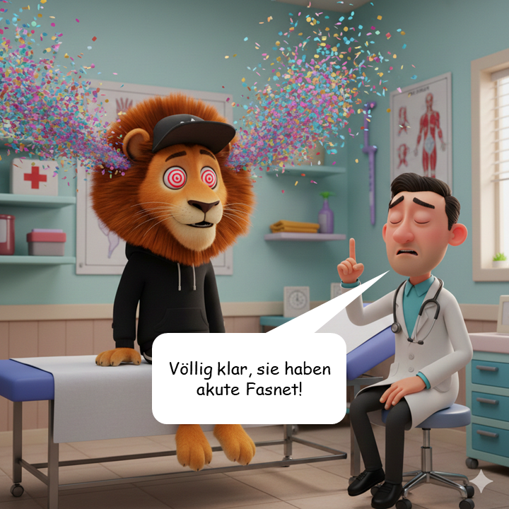 Fasnetskranker Löwe beim Arzt